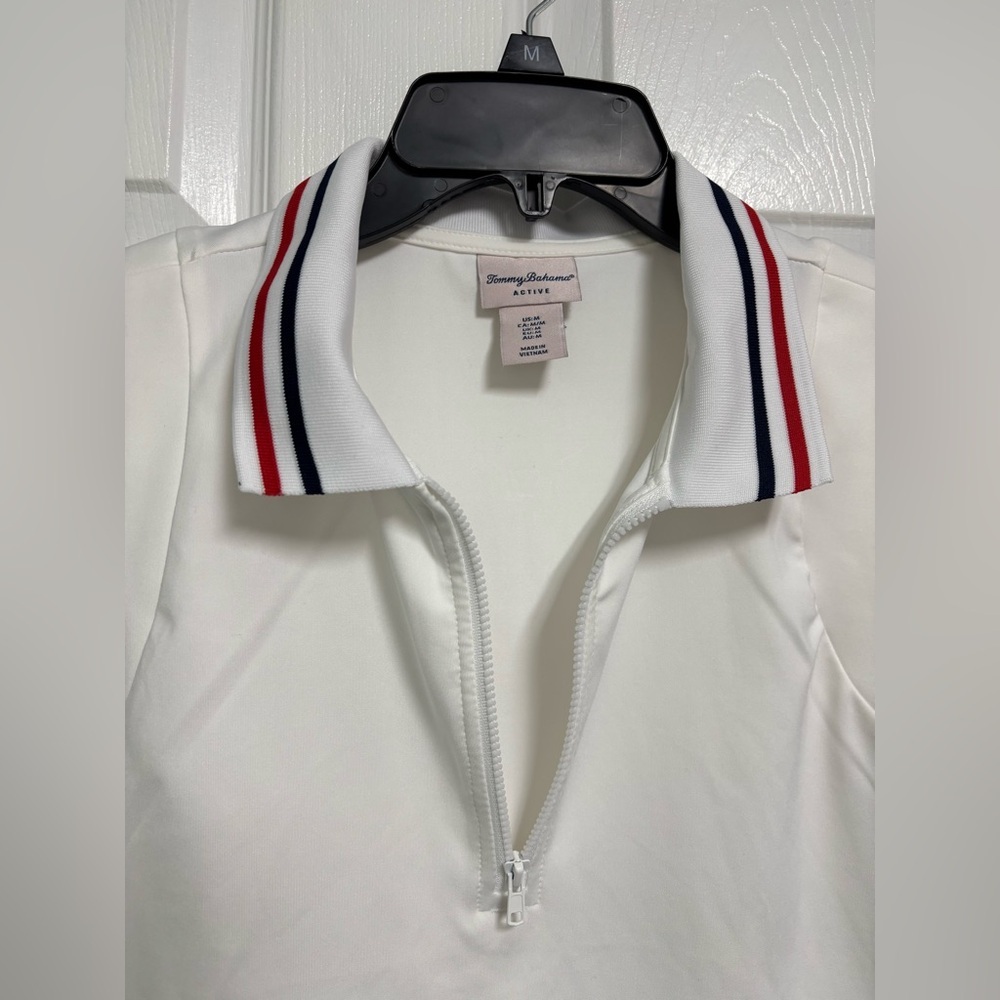 Tommy Bahama Active Sleeveless Golf Top White 1/4 Zip Collared Sporty Size M - Picture 2 of 8